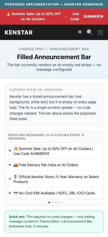Proposed Implementation — Kenstar Homepage